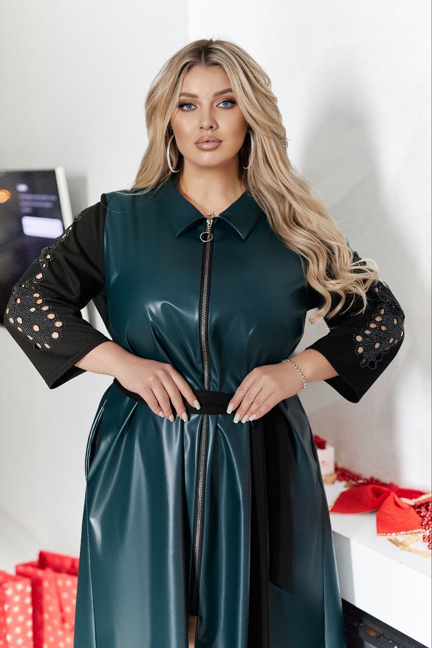 Asymmetrisches Lederkleid