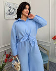 Set of shirt and trousers made of cotton blend , linen 80%, polyester 20%, Grey цвят, подходящ за ежедневен стил.