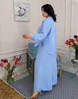 Set of shirt and trousers made of cotton blend , с linen 80% и polyester 20%, в светъл цвят, подходящ за ежедневен стил.