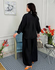 Set of shirt and trousers made of cotton blend , linen 80%, polyester 20%, в светъл цвят, подходящ за ежедневни облекла.