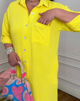 Комплект с Shirt-style dress in a loose fit, polyester и viscose, показана на изображението.