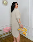 Комплект с Shirt-style dress in a loose fit, polyester и viscose, изображение на модел в елегантен дизайн.