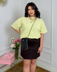 Mini skirt with a cotton denim belt , част от комплект, с White колан и ластична кройка, произведена от cotton и polyester.