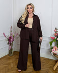 Ленен комплект от shirt и pants с White и Light blue цвят, изработен от 80% linen и 20% polyester, за елегантен стил.