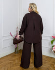 Комплект от linenена shirt и pants, Beige цвят Waist linen blend с 80% linen и 20% polyester, за ежедневен стил.