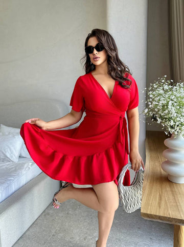 Short soft dress with ruffles