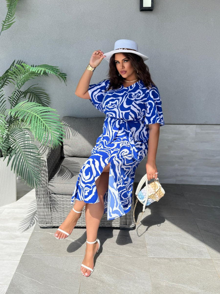 MIDI φόρεμα με ζώνη