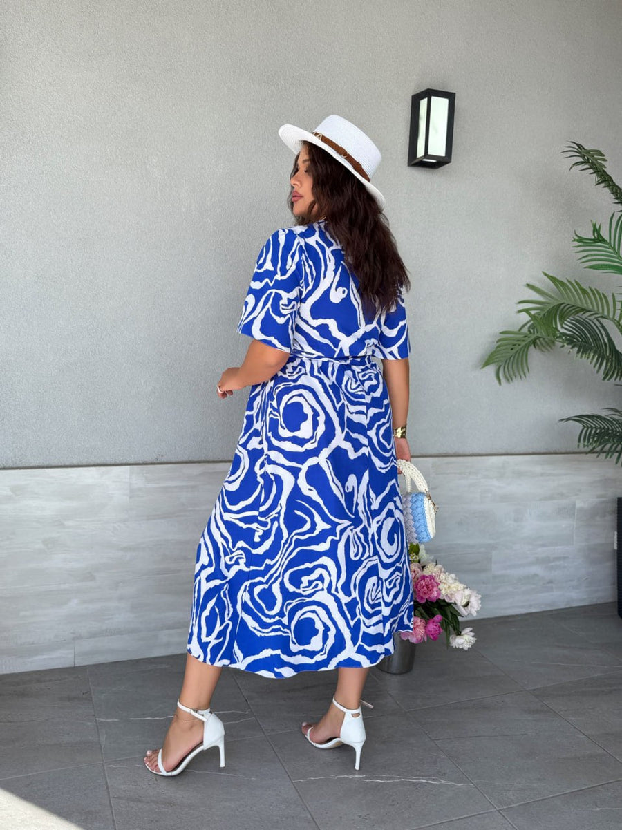 MIDI φόρεμα με ζώνη