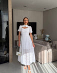 Rochie midi din bumbac brodat