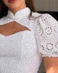 Rochie midi din bumbac brodat