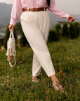 Cotton denim jeans with belt  - Twiggy Shop
