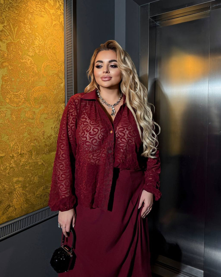 Evening set with blouse and skirt