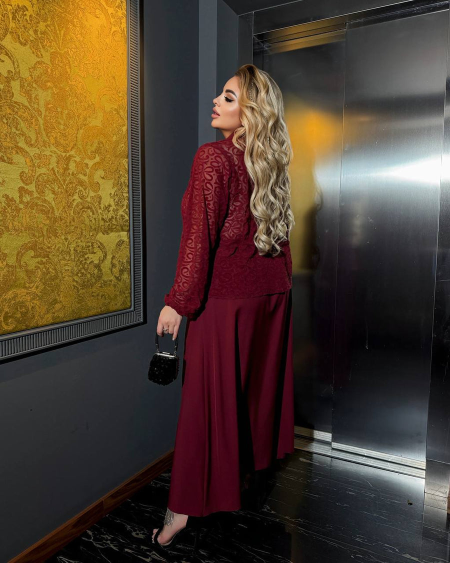 Evening set with blouse and skirt