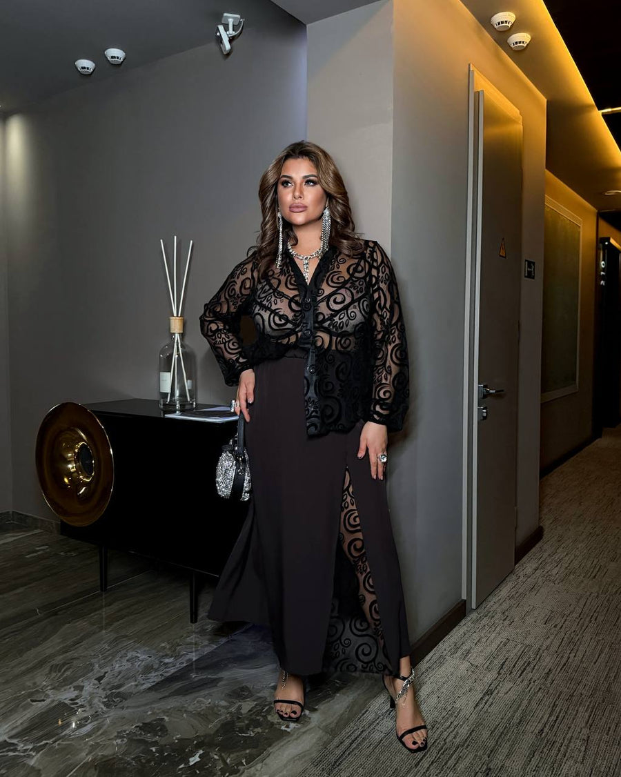 Evening set with blouse and skirt