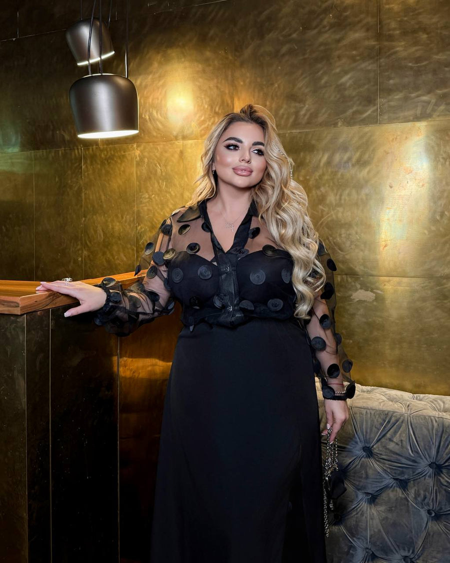 Evening set with blouse and skirt