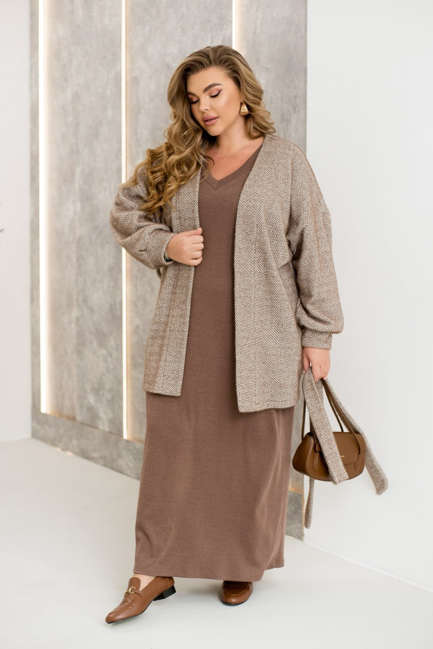 Short fluffy cardigan with belt  - Twiggy Shop