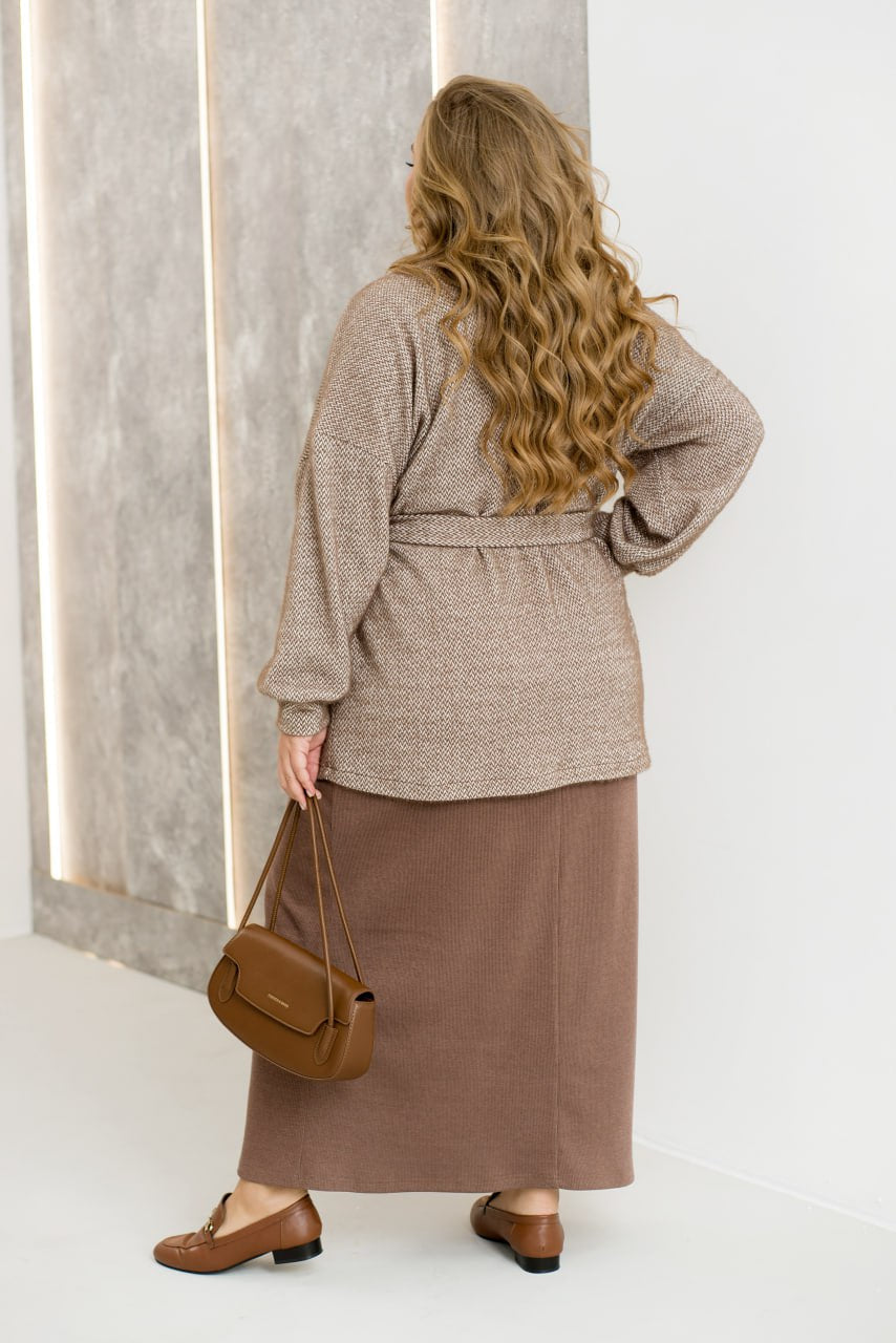 Short fluffy cardigan with belt  - Twiggy Shop