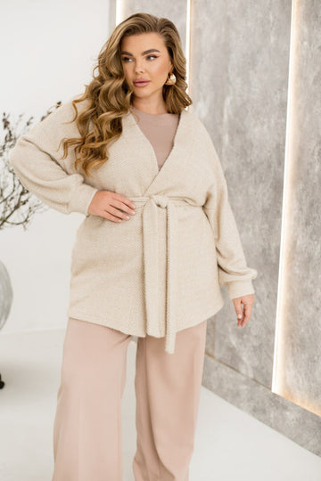 Short fluffy cardigan with belt  - Twiggy Shop