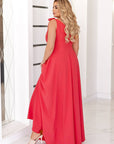 Long soft fabric dress  с polyester, модел EU082025, изображение на елегантна модел в светъл цвят.