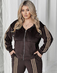 Velvet zip-up set with hood - Twiggy Shop