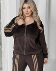 Velvet zip-up set with hood - Twiggy Shop