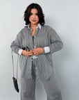 Loose-fit striped cotton set , модел NewYear25, с 80% cotton и 20% polyester, изображение IMG_4248.
