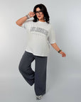 Knitwearен комплект с надпис, модел NewYear25, 80% cotton, 15% polyester, 5% elastane, за комфорт и стил.