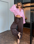 Pantaloni din satin în stil Aladdin