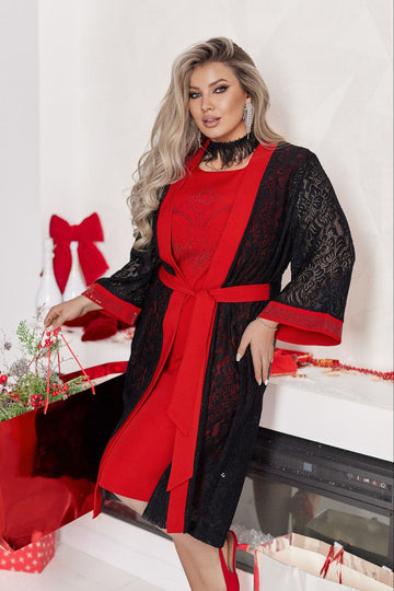 Evening dress with a lace cape