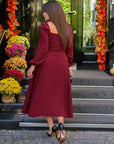 Midi-length flared dress