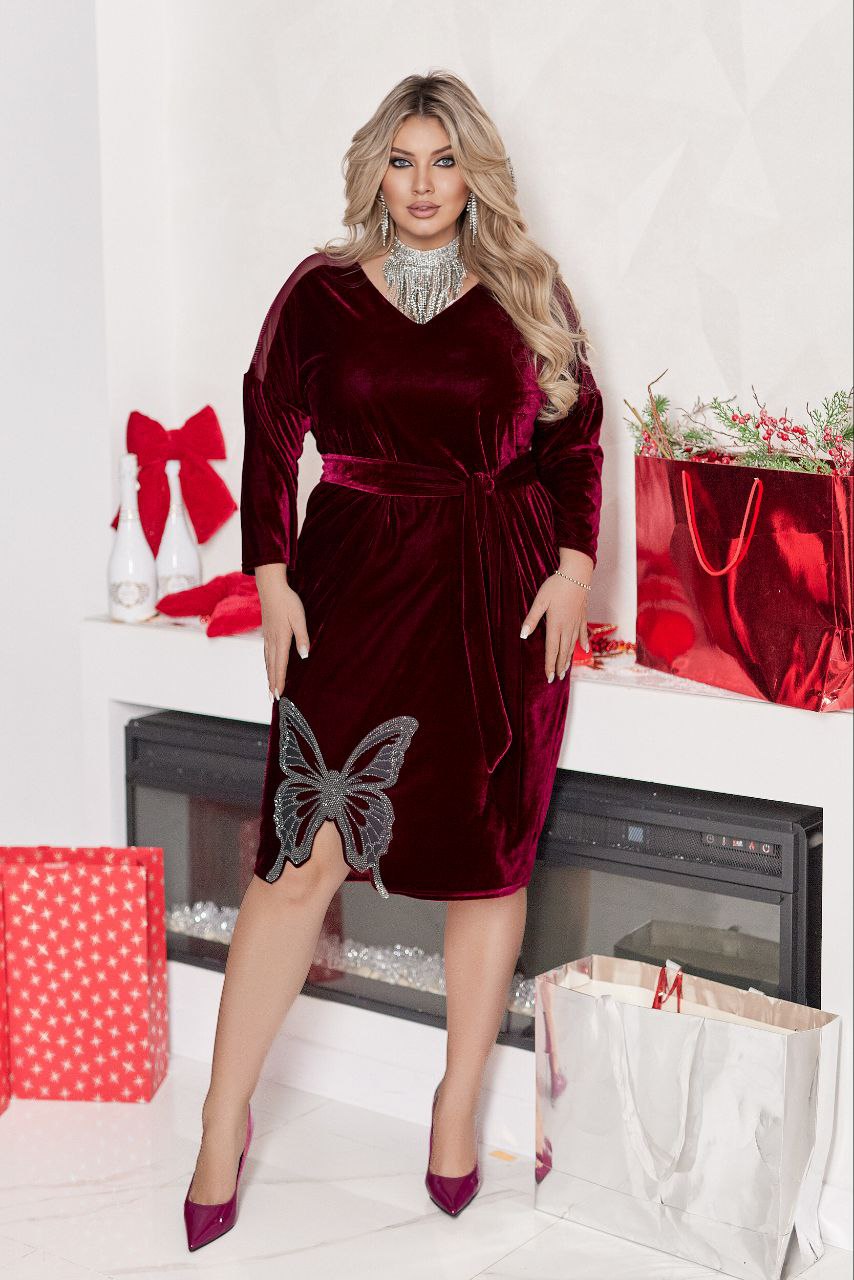 Βελούδινο φόρεμα με αστραφτερή απλικέ