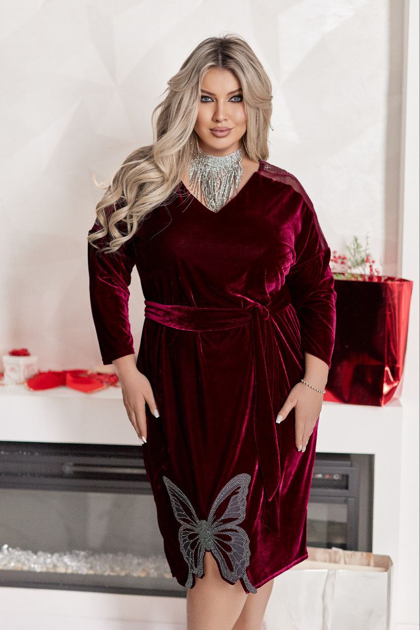 Βελούδινο φόρεμα με αστραφτερή απλικέ