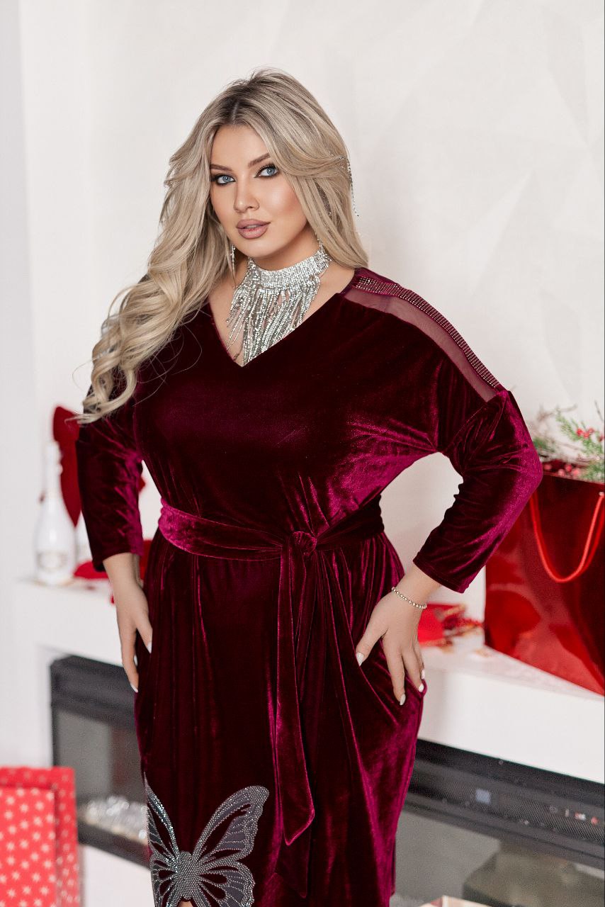 Βελούδινο φόρεμα με αστραφτερή απλικέ