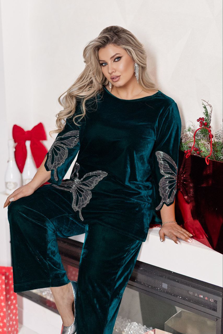 Bársony szett csillogó rátéttel