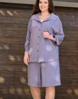 Set of shirt and bermuda shorts made of cotton fabric  със смес от 70% cotton и 30% polyester, подходящ за ежедневно носене.