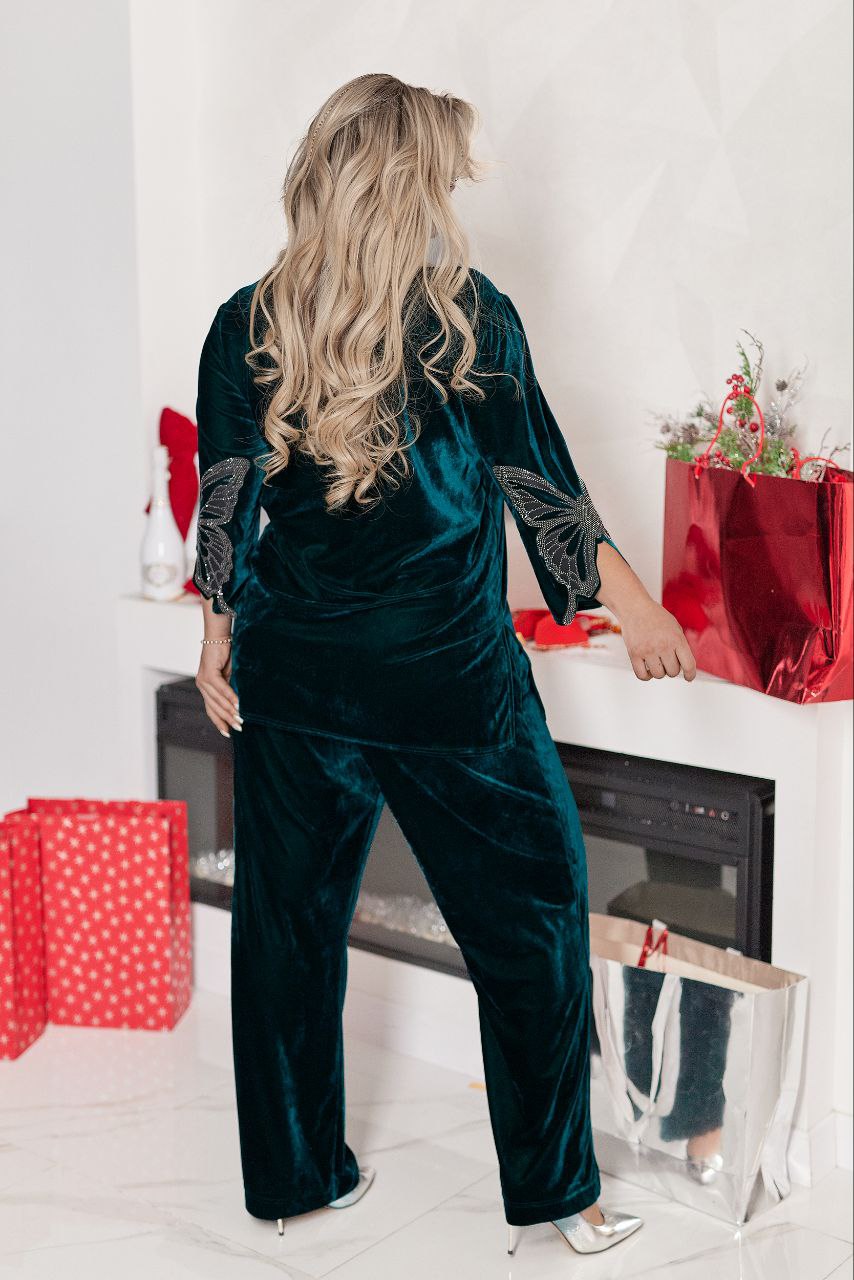 Bársony szett csillogó rátéttel