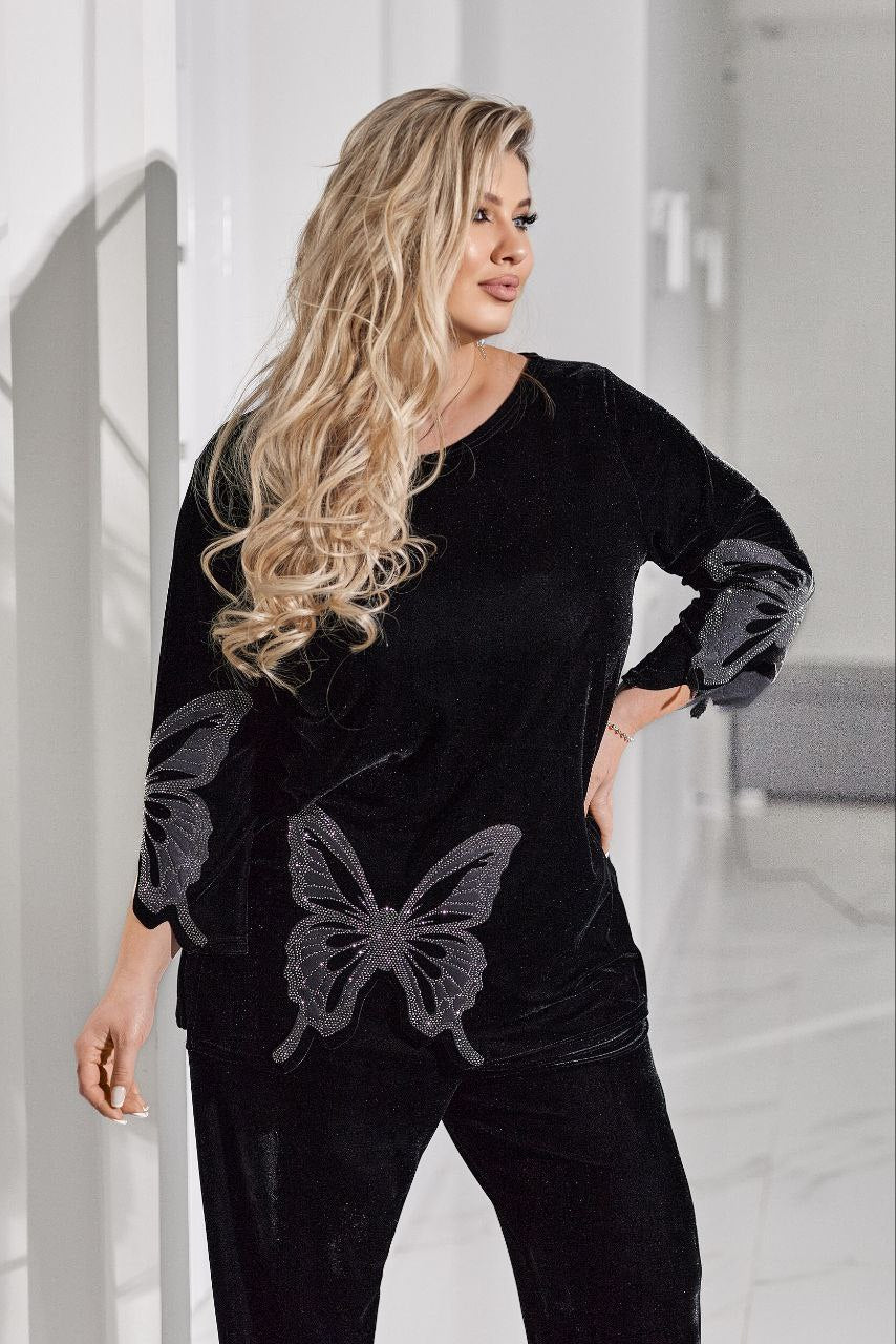 Zamatová súprava s trblietavou aplikáciou