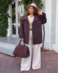 Set with short cashmere coat with warm lining, polyester and viscose, stylish and warm winter model.