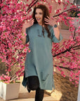 Set of tunic with cut-out details and leggings , произведен от cotton, polyester и elastane, за ежедневен стил.