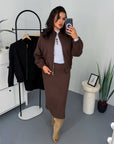 Set with zip-up suede bomber jacket, polyester and spandex, image of fashionable, stylish blouson with zip.