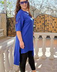Set of tunic with cut-out details and leggings , cotton и polyester, ежедневен стил, за комфорт и модерна визия.