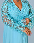 Long embroidered dress made from polyester, model SV082025, with graceful design and detailed embroidery in the image.