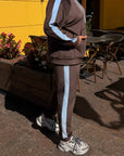 Hooded velvet set, made from viscose, cotton and elastane, image of soft and stylish home clothing.