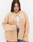 Stylish velvet bomber jacket in a blend of viscose, cotton and elastane, image of jacket with fashionable design.