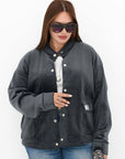 Stylish velvet bomber jacket with viscose, cotton and elastane, image of jacket with fashionable design and comfortable cut.