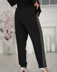 Ленен комплект pants с декоративни камъни и linenти Waist linen и polyester, подходящ за стилни ежедневни облекла.