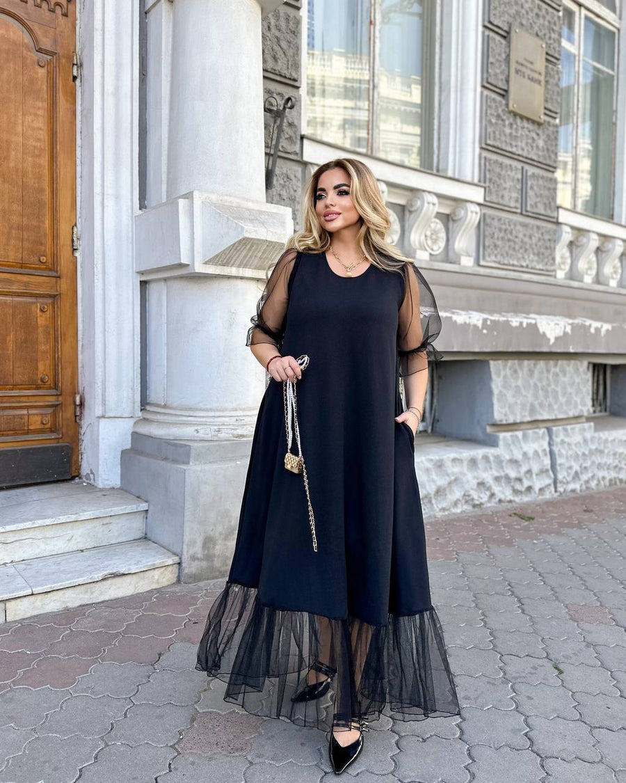 Long dress with mesh