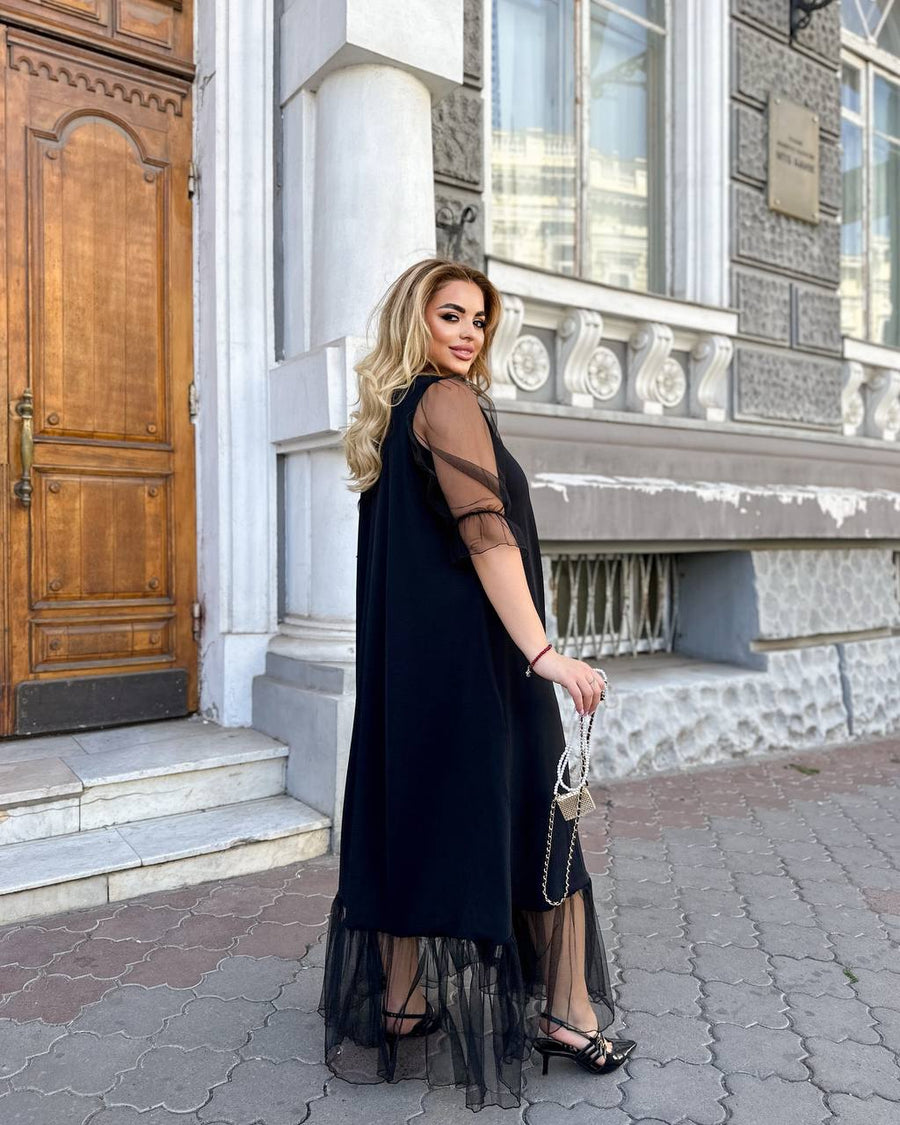 Long dress with mesh