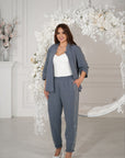 Комплект linenени pantsи с декоративни камъни и linenти, произведени от 80% linen и 20% polyester, за стилен вид.