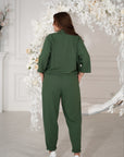 Комплект linenени pantsи с декоративни камъни и linenти Waist linen 80% и polyester 20%, за стилен външен вид.